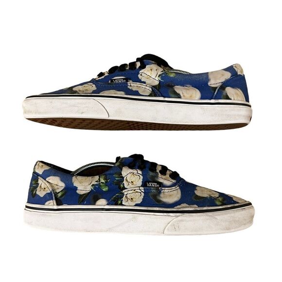 Vans ~ Blue Canvas Floral Print lace up Sneakers ~ size 10 - Picture 6 of 13